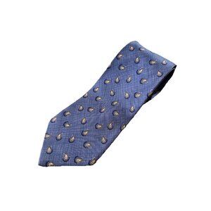 Dunhill Necktie Tie 100% Silk Classic 60” Blue Paisley Pattern Office Business